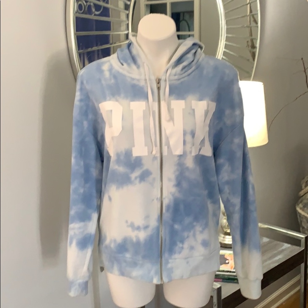 WhT /blue tie-dyed Pink hoodie. Great condition - Picture 1 of 2